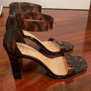 INC tortoise, square toe, ankle strap heel